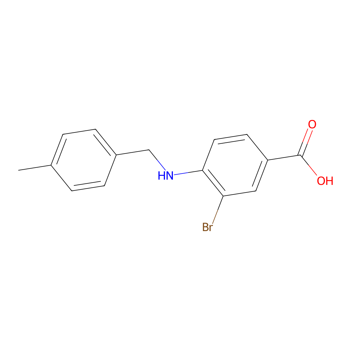 3-Bromo-4-((4-methylbenzyl)amino)benzoic acid molecular structure, CAS 1131594-66-5