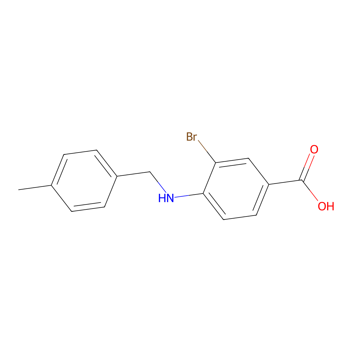 3-Bromo-4-((4-methylbenzyl)amino)benzoic acid molecular structure, CAS 1131594-66-5