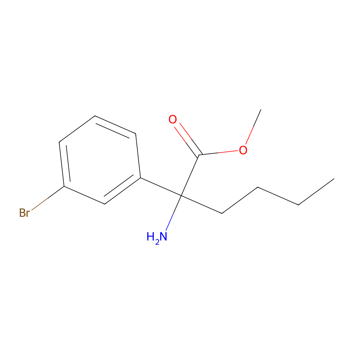 2-Amino-2-(3-bromo-phenyl)-hexanoic acid methyl ester molecular structure, CAS 1131594-77-8