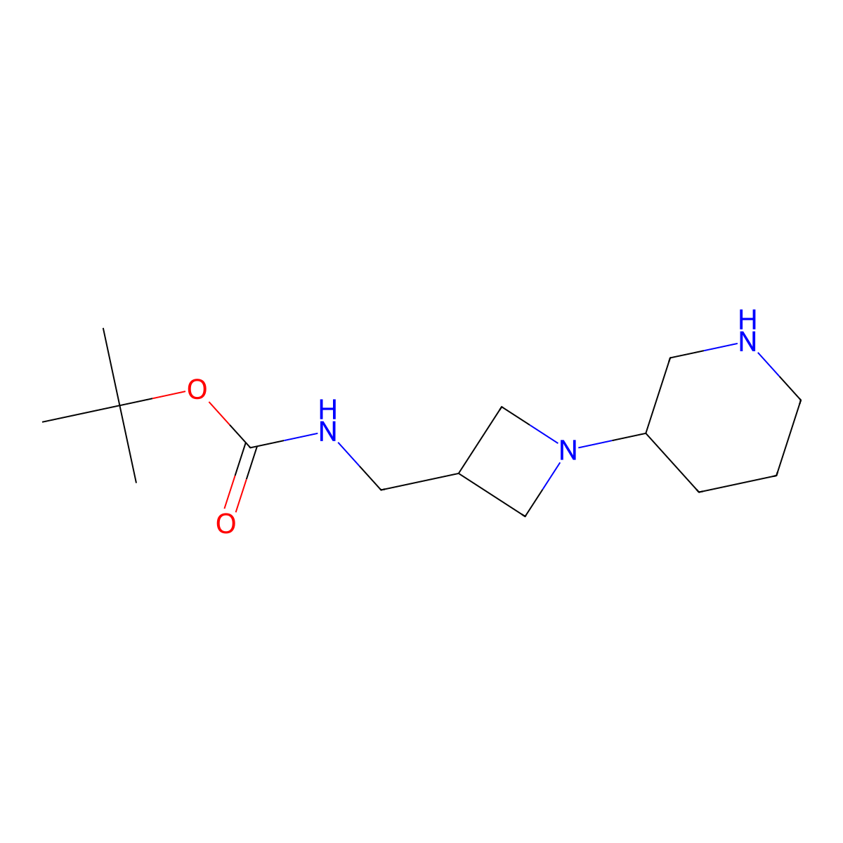 tert-Butyl ((1-(piperidin-3-yl)azetidin-3-yl)methyl)carbamate molecular structure, CAS 1131594-80-3