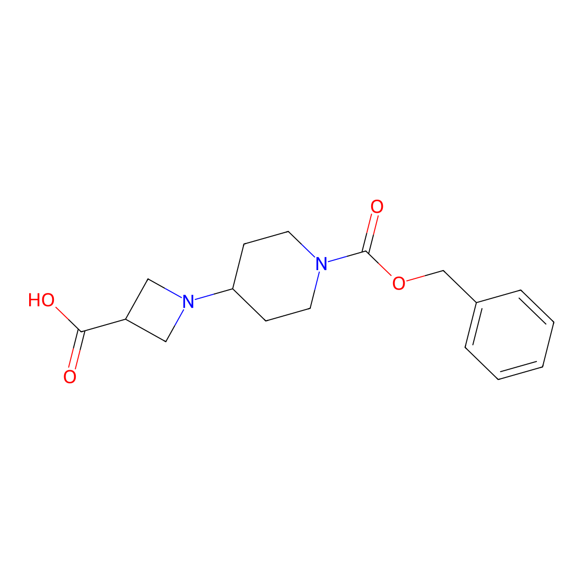 1-(1-((Benzyloxy)carbonyl)piperidin-4-yl)azetidine-3-carboxylic acid molecular structure, CAS 1131594-89-2