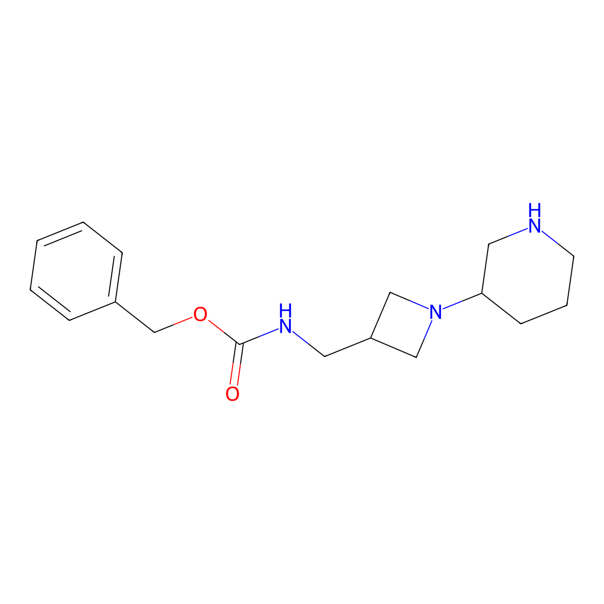 Benzyl ((1-(piperidin-3-yl)azetidin-3-yl)methyl)carbamate molecular structure, CAS 1131594-91-6