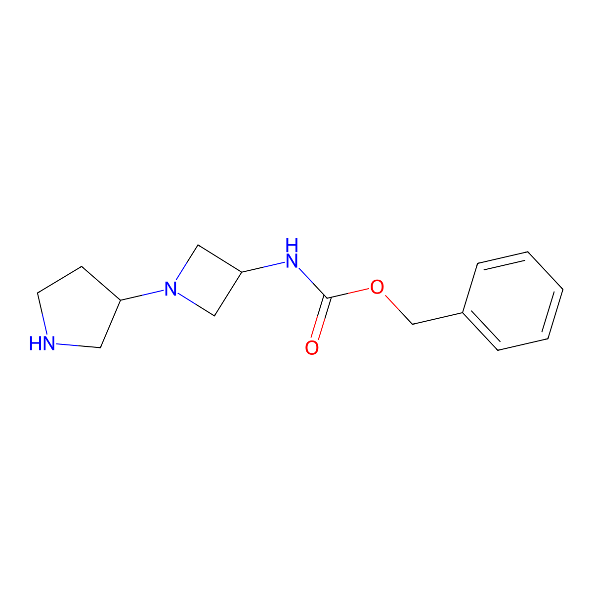 Benzyl (1-(pyrrolidin-3-yl)azetidin-3-yl)carbamate molecular structure, CAS 1131594-93-8