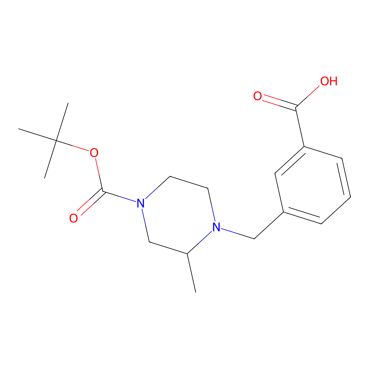 1-(3-Carboxyphenylmethyl)-2-methyl-4-boc-piperazine molecular structure, CAS 1131594-95-0