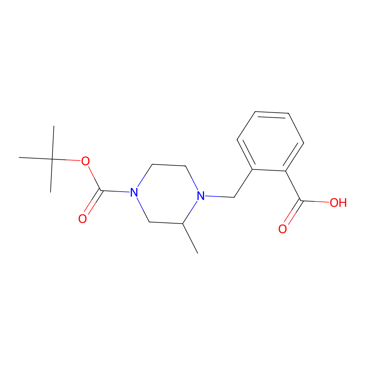 1-(2-Carboxyphenylmethyl)-2-methyl-4-boc-piperazine molecular structure, CAS 1131594-96-1