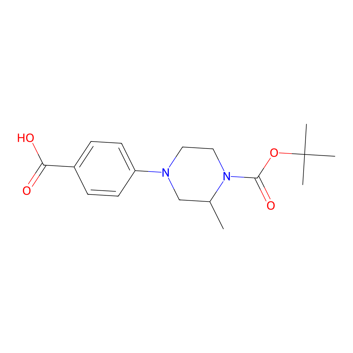 4-(4-(tert-Butoxycarbonyl)-3-methylpiperazin-1-yl)benzoic acid molecular structure, CAS 1131594-97-2