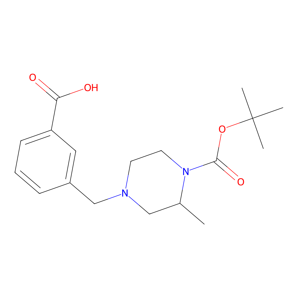 1-(3-Carboxyphenylmethyl)-3-methyl-4-boc-piperazine molecular structure, CAS 1131594-98-3