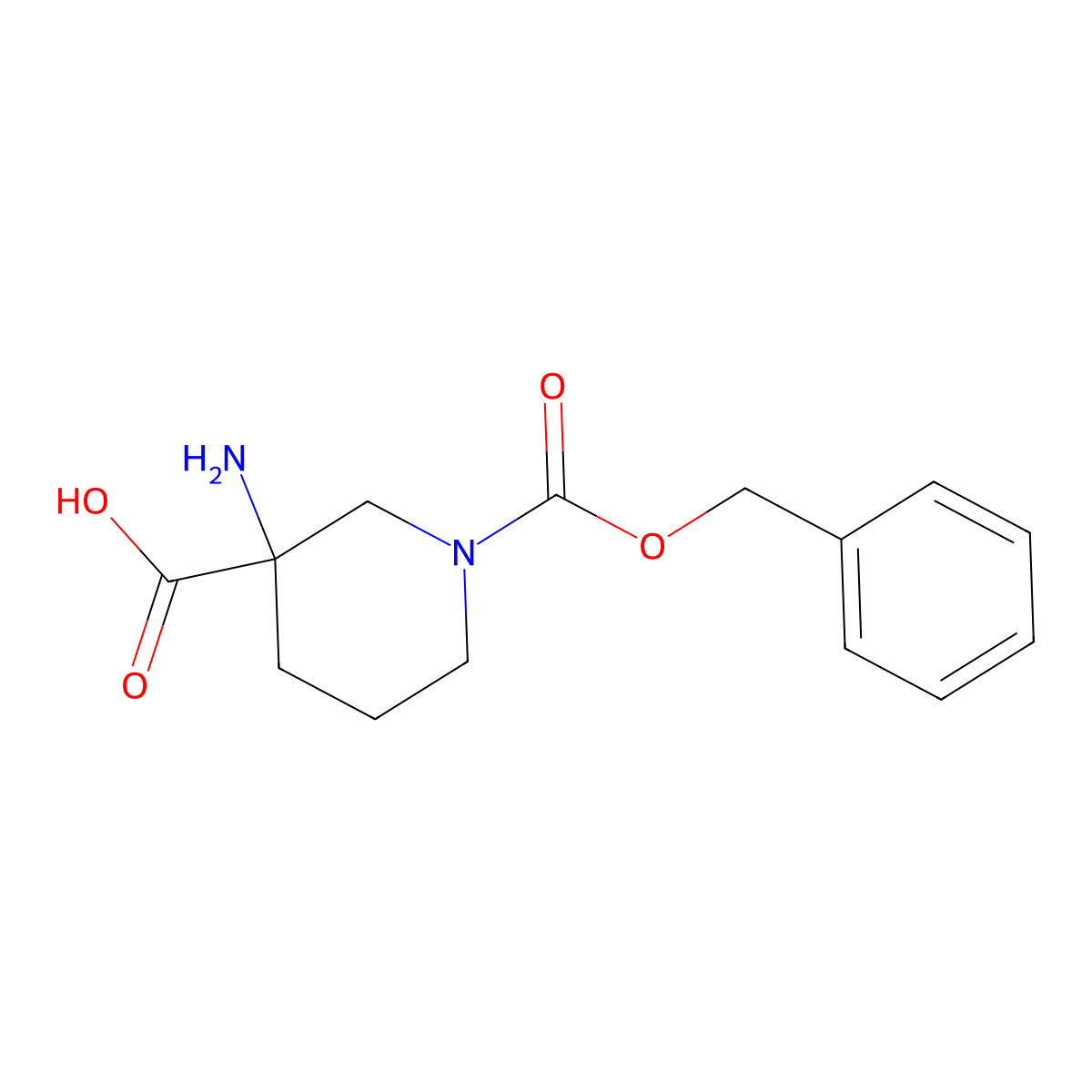 3-Amino-1-((benzyloxy)carbonyl)piperidine-3-carboxylic acid molecular structure, CAS 1131595-03-3