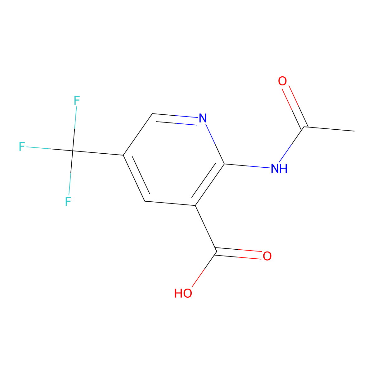 2-Acetamido-5-(trifluoromethyl)pyridine-3-carboxylic acid molecular structure, CAS 1131595-40-8