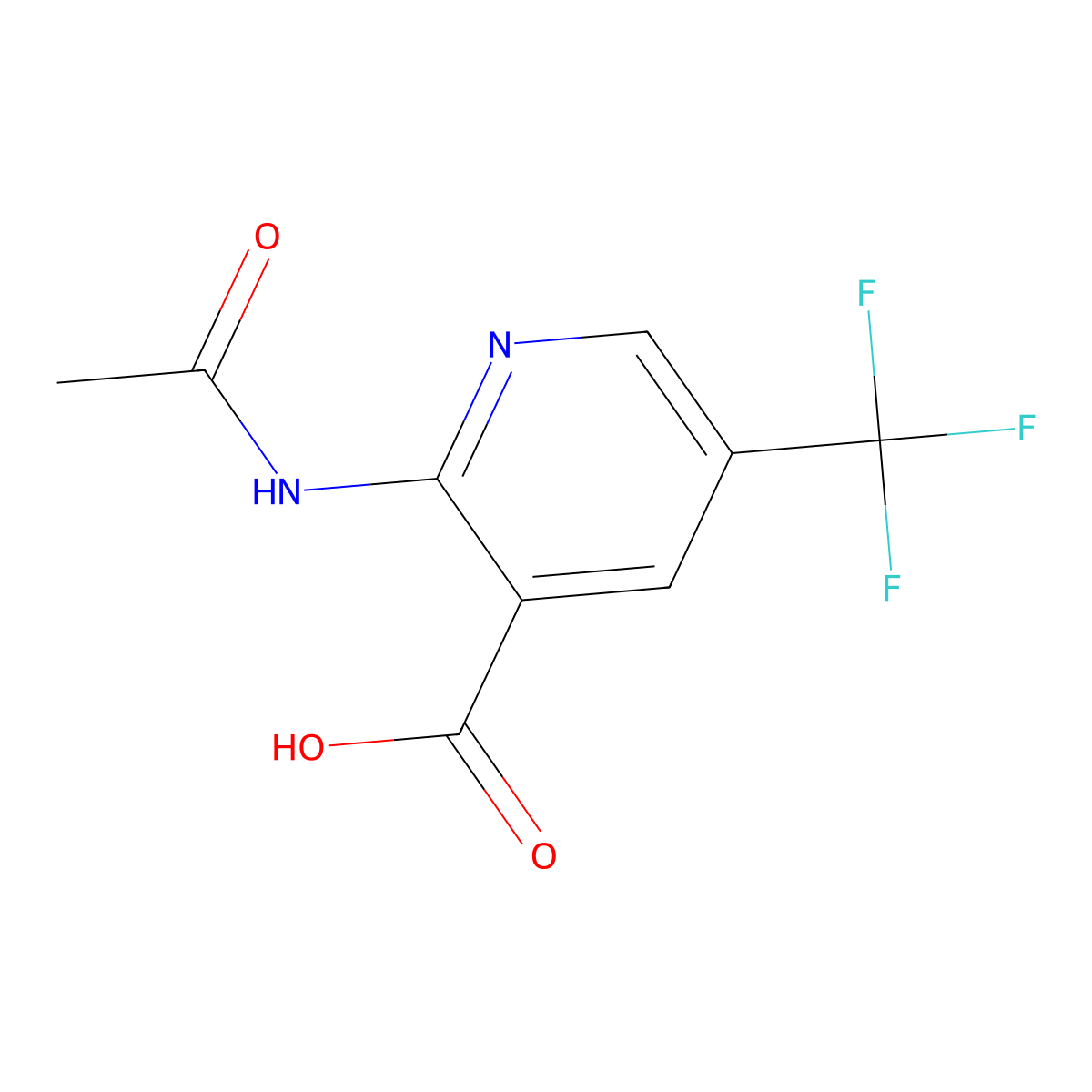 2-Acetamido-5-(trifluoromethyl)pyridine-3-carboxylic acid molecular structure, CAS 1131595-40-8