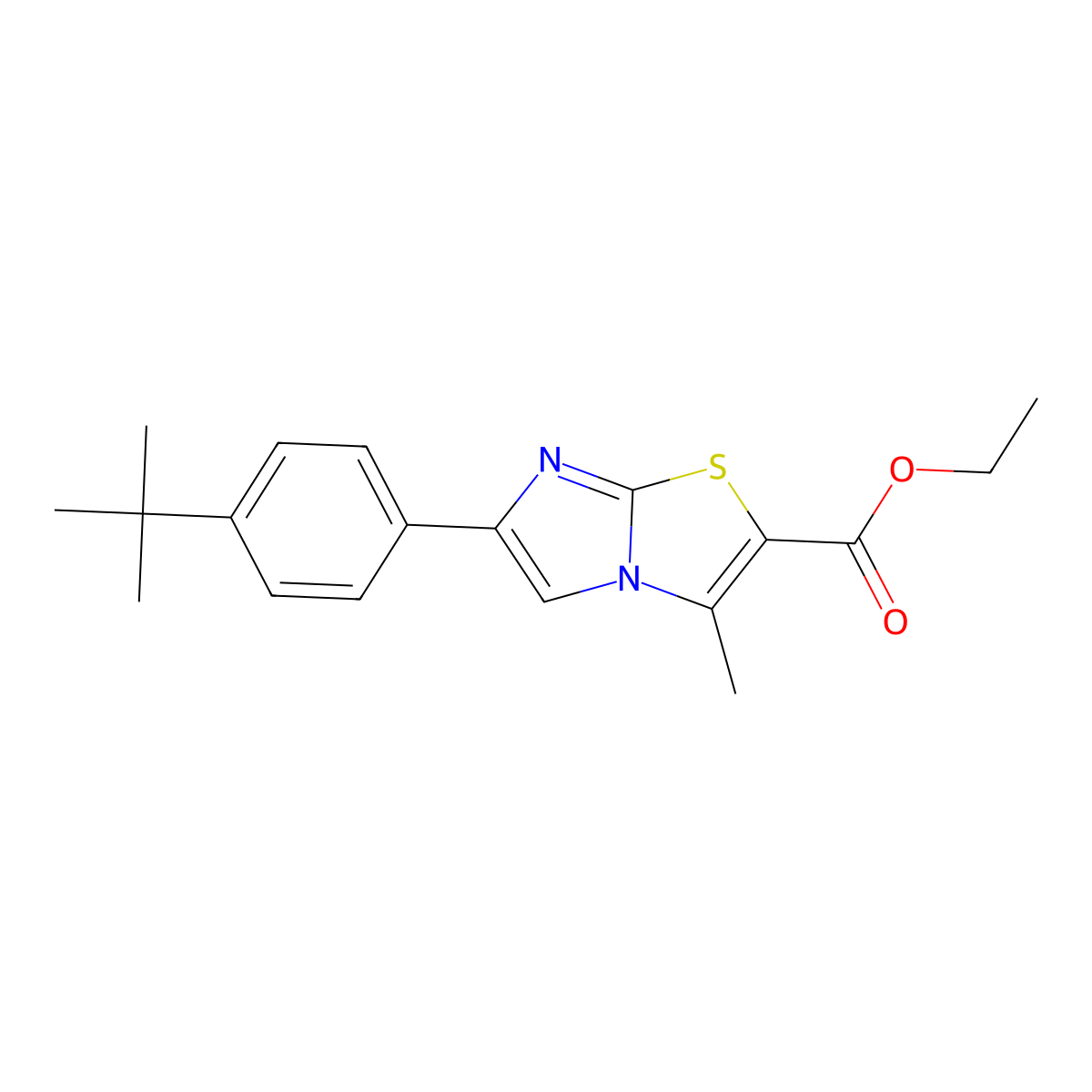 Ethyl 6-(4-tert-butylphenyl)-3-methylimidazo[2,1-b][1,3]thiazole-2-carboxylate molecular structure, CAS 1131599-17-1