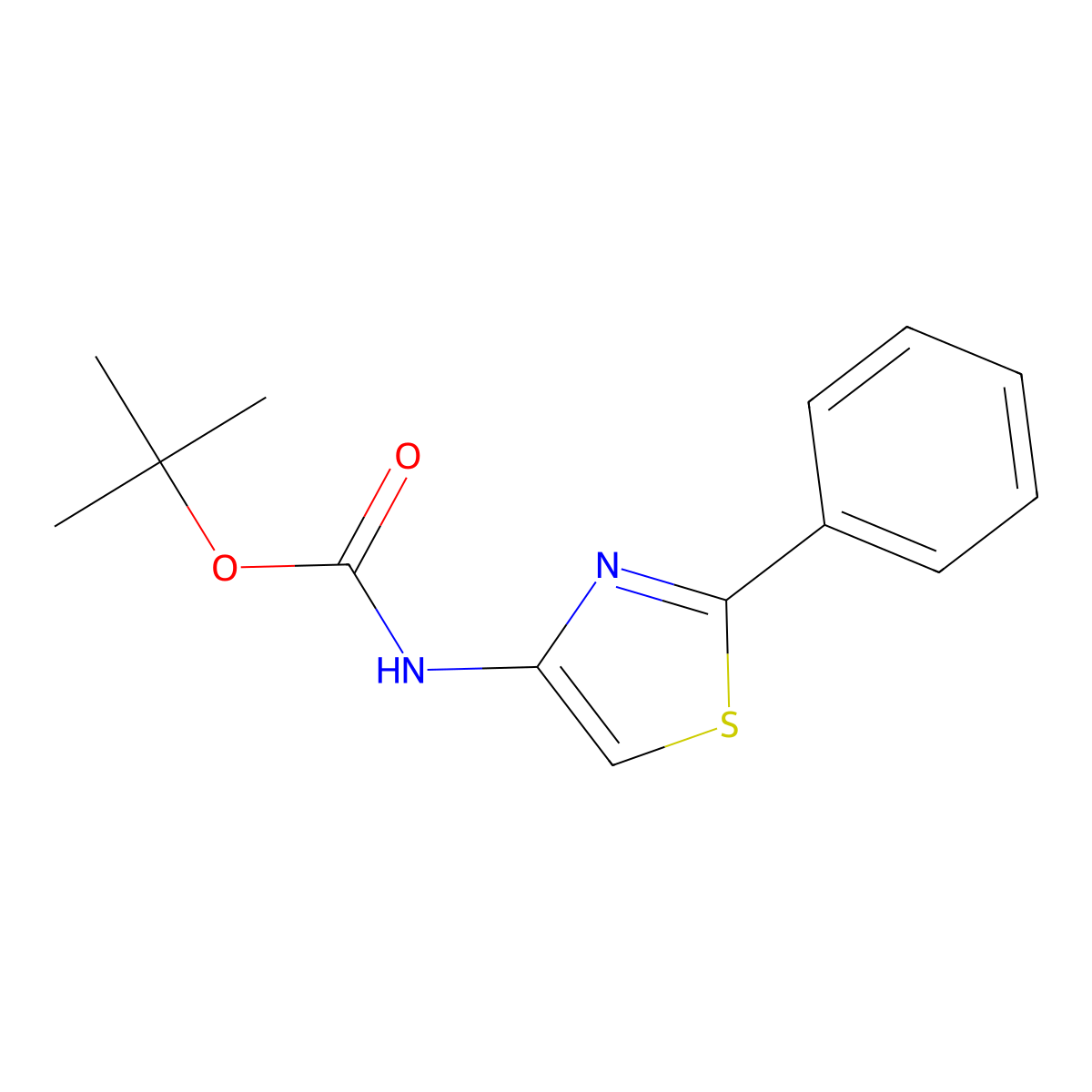 tert-butyl N-(2-phenyl-1,3-thiazol-4-yl)carbamate molecular structure, CAS 1131604-65-3