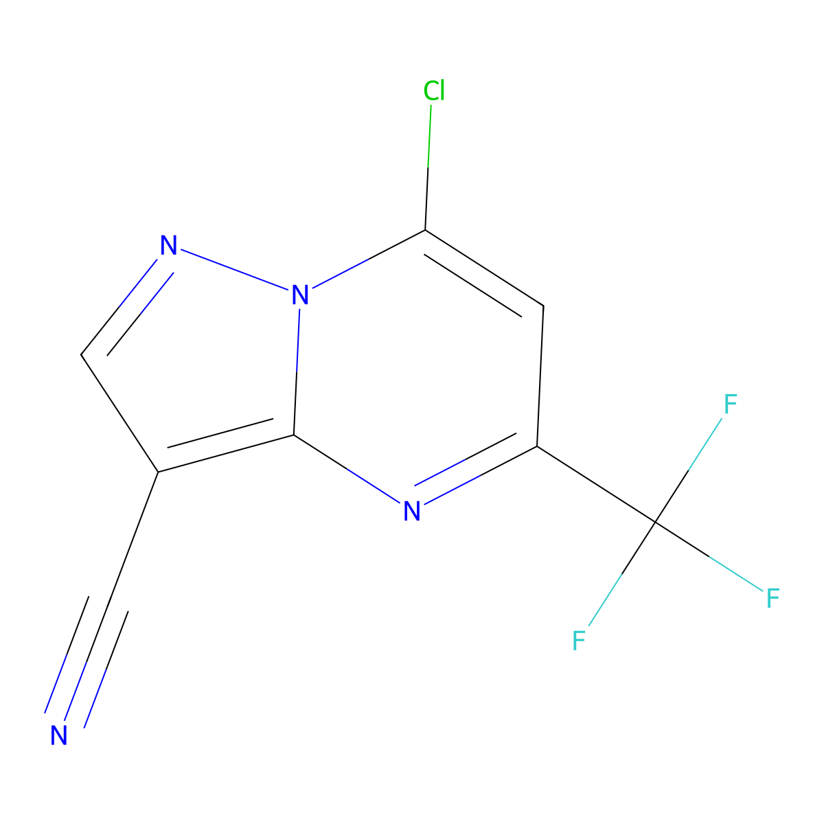 7-Chloro-5-(trifluoromethyl)pyrazolo[1,5-a]pyrimidine-3-carbonitrile molecular structure, CAS 1131604-90-4