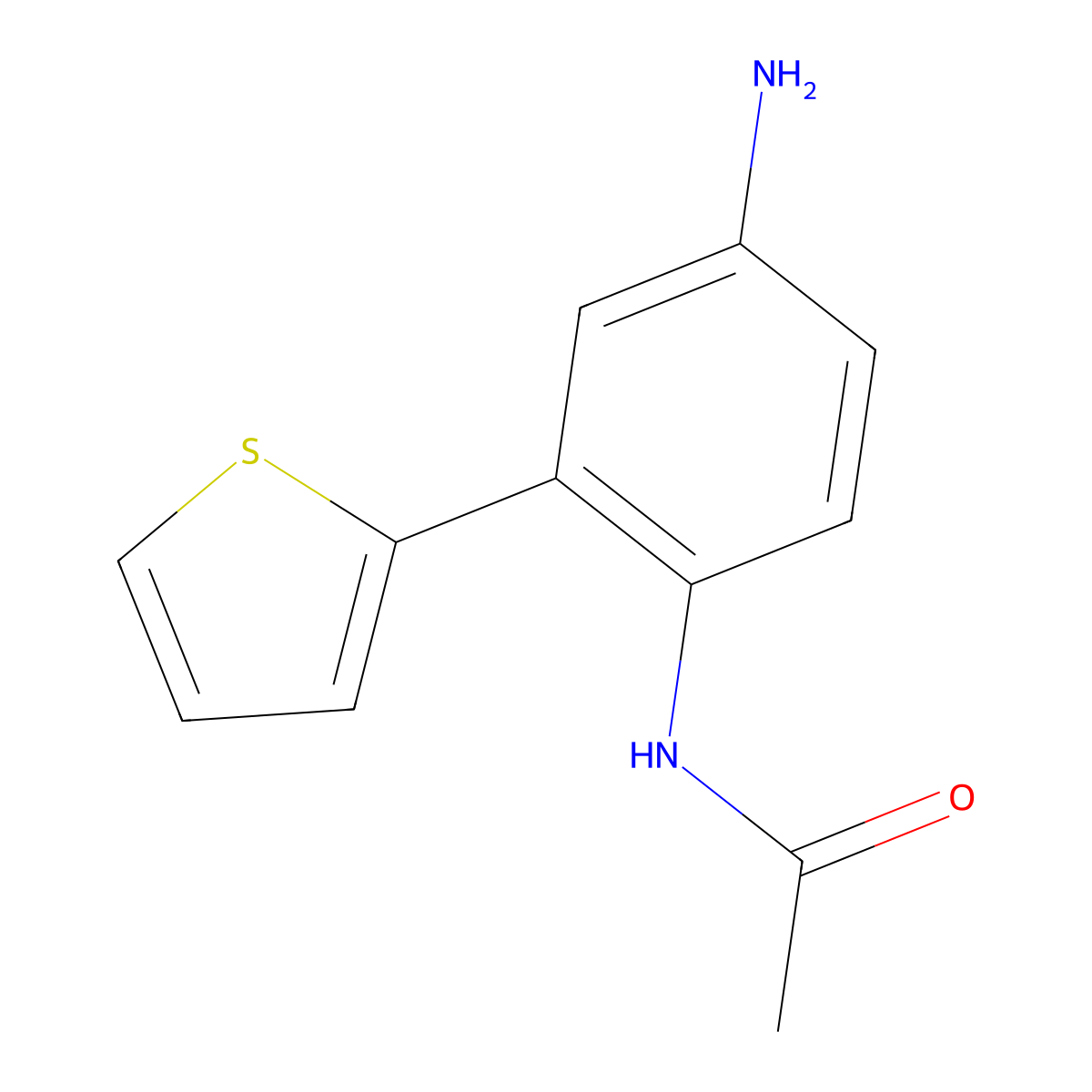 N-(4-amino-2-(thiophen-2-yl)phenyl)acetamide molecular structure, CAS 1131604-98-2