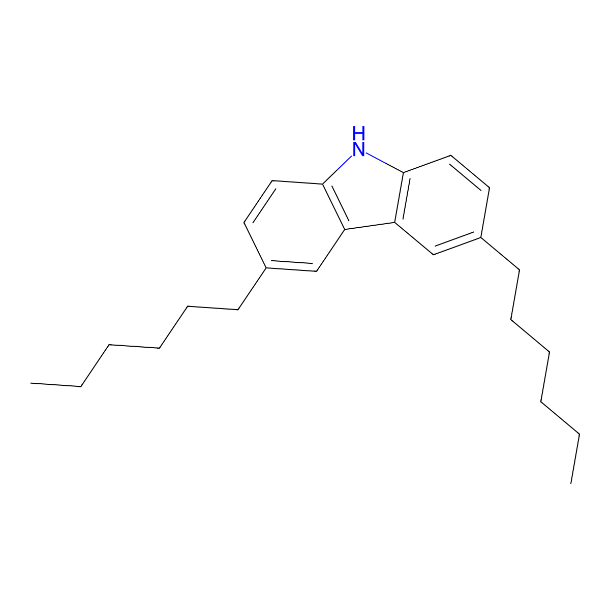 3,6-Dihexyl-9H-carbazole molecular structure, CAS 1131605-21-4