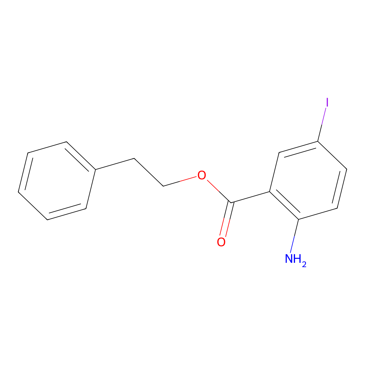 Phenethyl 2-amino-5-iodobenzoate molecular structure, CAS 1131605-34-9