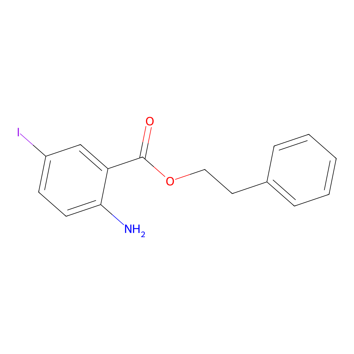 Phenethyl 2-amino-5-iodobenzoate molecular structure, CAS 1131605-34-9