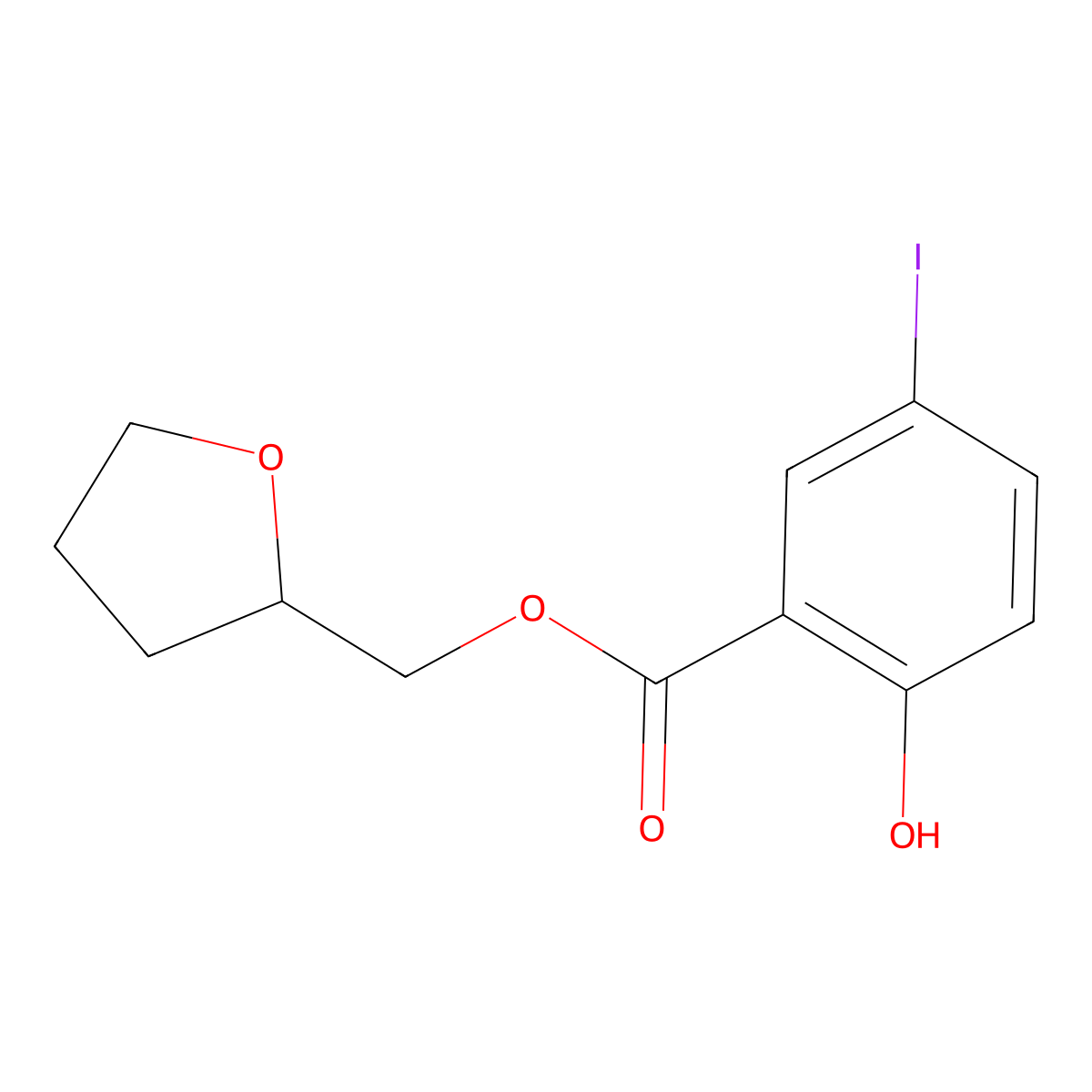 (Tetrahydrofuran-2-yl)methyl 2-hydroxy-5-iodobenzoate molecular structure, CAS 1131605-39-4