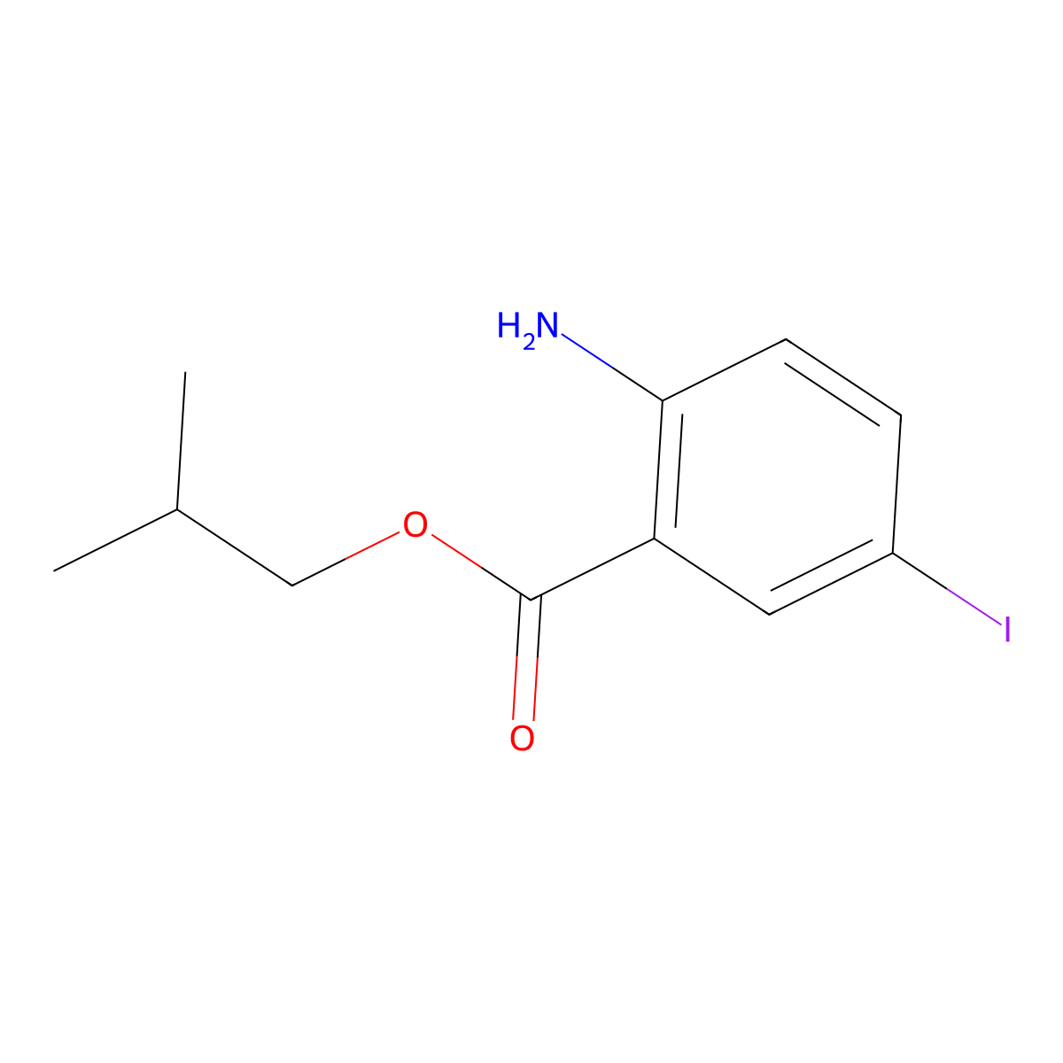 Isobutyl 2-amino-5-iodobenzoate molecular structure, CAS 1131605-42-9