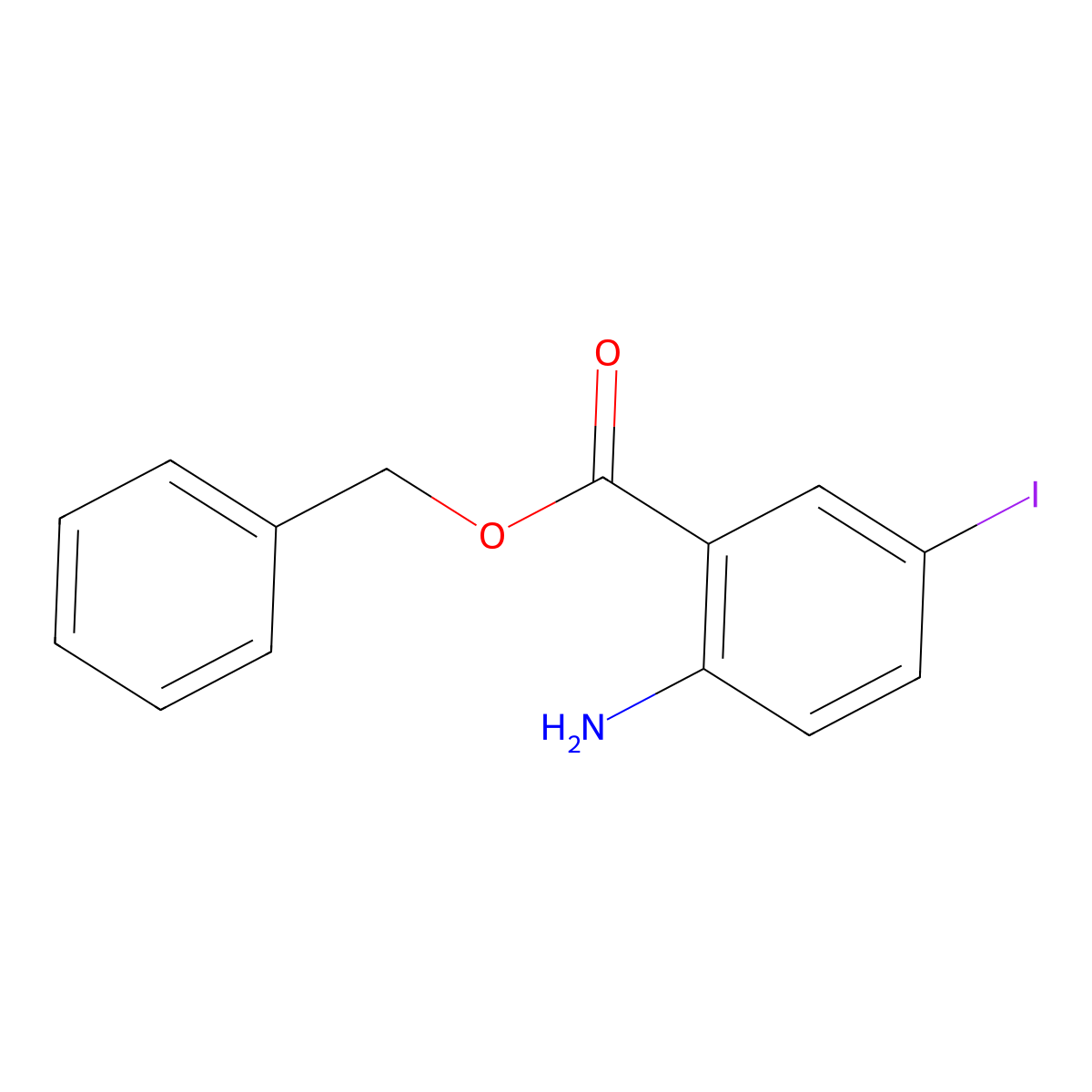 Benzyl 2-amino-5-iodobenzoate molecular structure, CAS 1131605-45-2