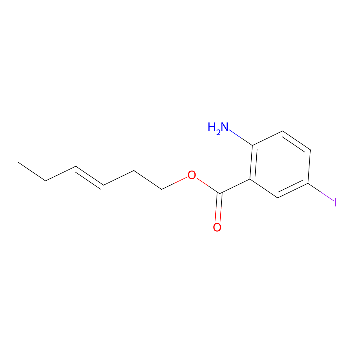 Hex-3-EN-1-YL 2-amino-5-iodobenzoate molecular structure, CAS 1131605-46-3