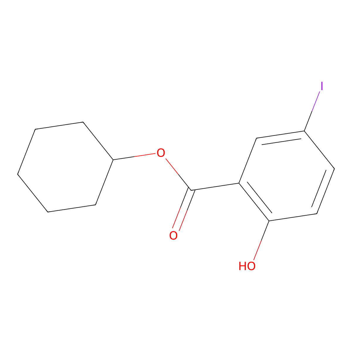 Cyclohexyl 2-hydroxy-5-iodobenzoate molecular structure, CAS 1131605-47-4
