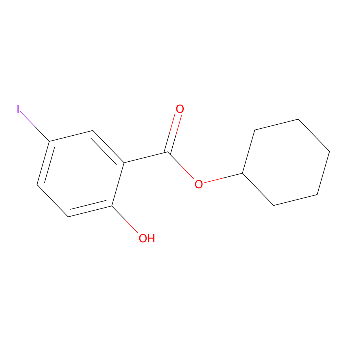 Cyclohexyl 2-hydroxy-5-iodobenzoate molecular structure, CAS 1131605-47-4