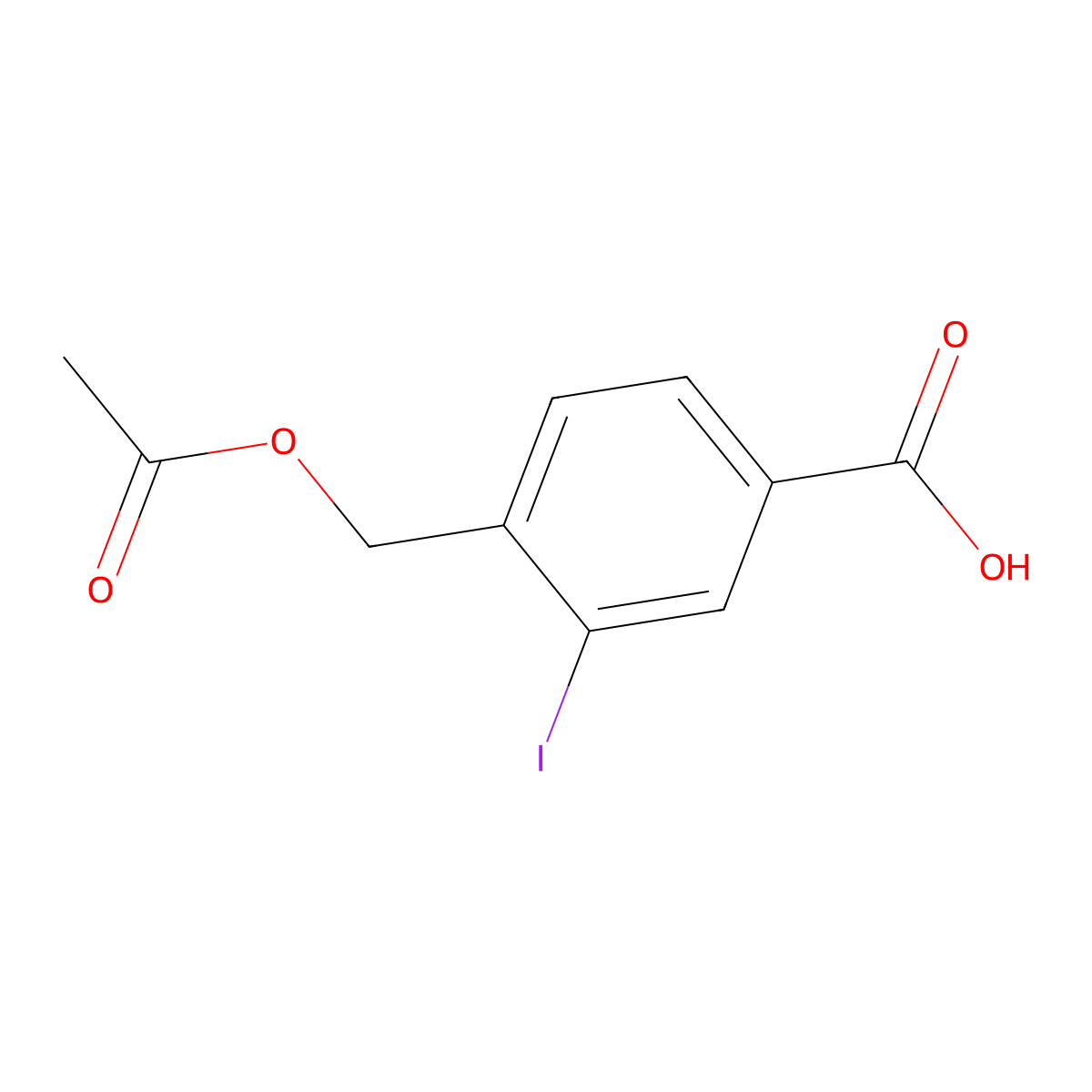 4-(Acetoxymethyl)-3-iodobenzoic acid molecular structure, CAS 1131614-05-5