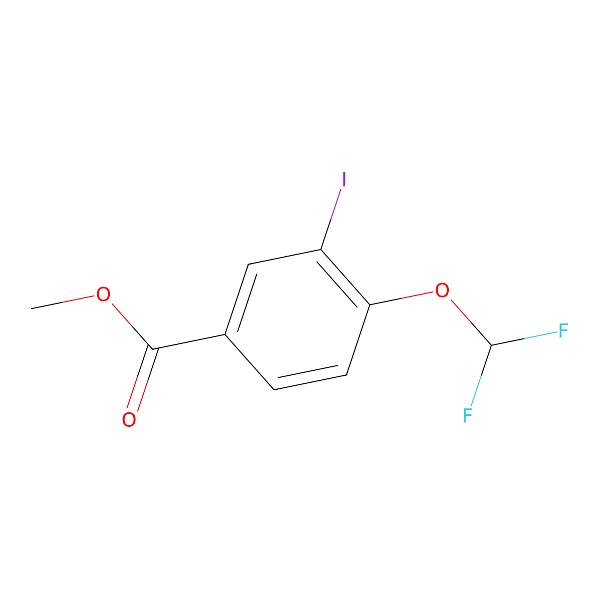 Methyl 4-(difluoromethoxy)-3-iodobenzoate molecular structure, CAS 1131614-23-7
