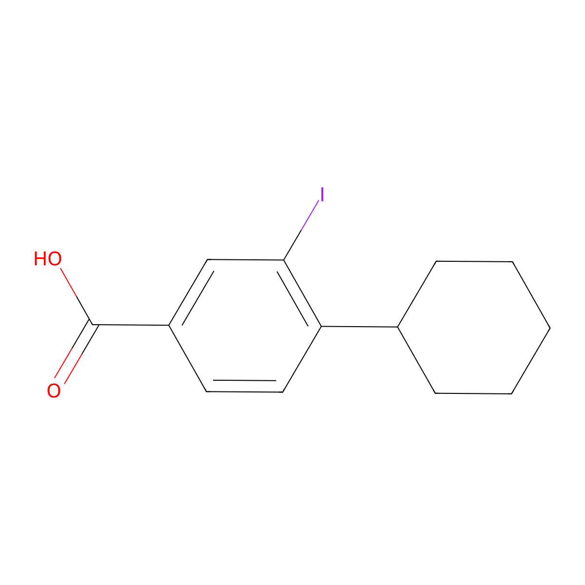 4-Cyclohexyl-3-iodobenzoic acid molecular structure, CAS 1131614-24-8