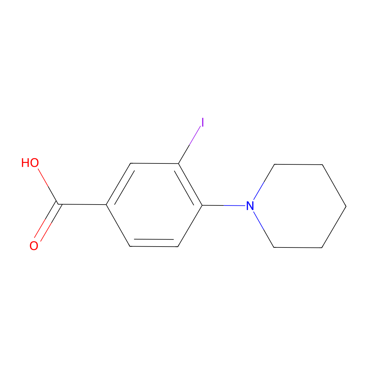3-Iodo-4-(piperidin-1-yl)benzoic acid molecular structure, CAS 1131614-26-0