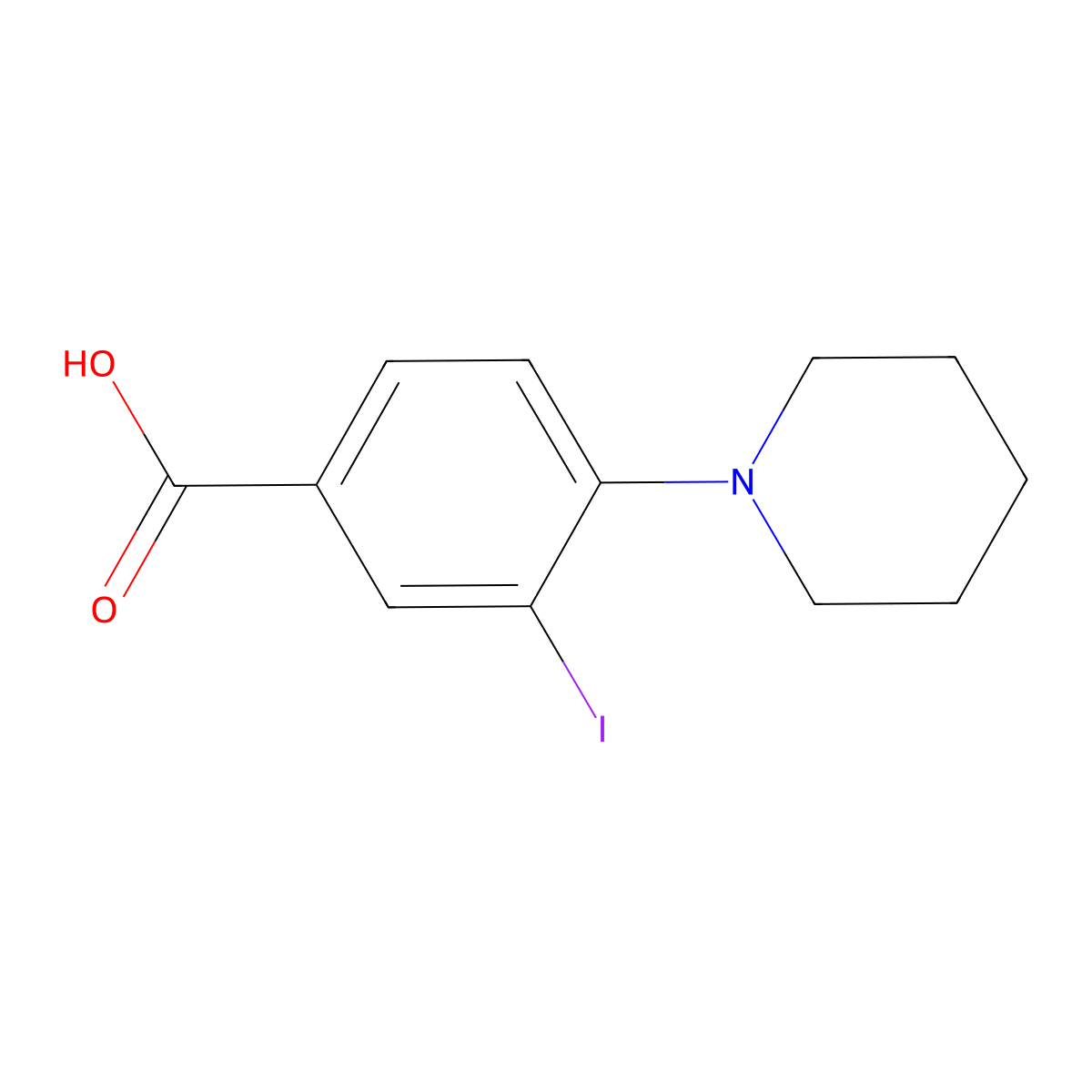3-Iodo-4-(piperidin-1-yl)benzoic acid molecular structure, CAS 1131614-26-0