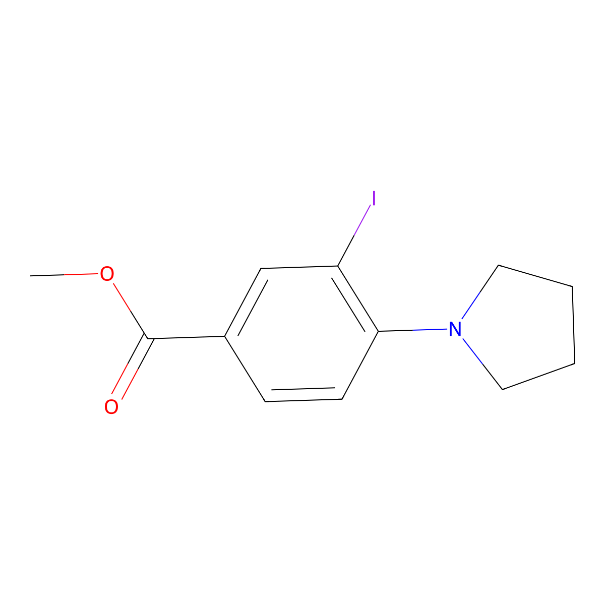 Methyl 3-iodo-4-(pyrrolidin-1-yl)benzoate molecular structure, CAS 1131614-28-2
