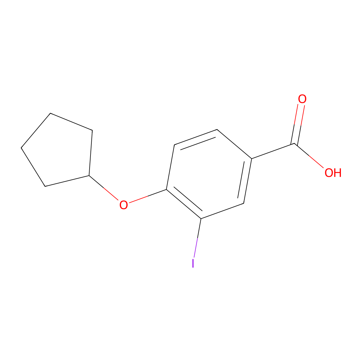 4-(Cyclopentyloxy)-3-iodobenzoic acid molecular structure, CAS 1131614-30-6
