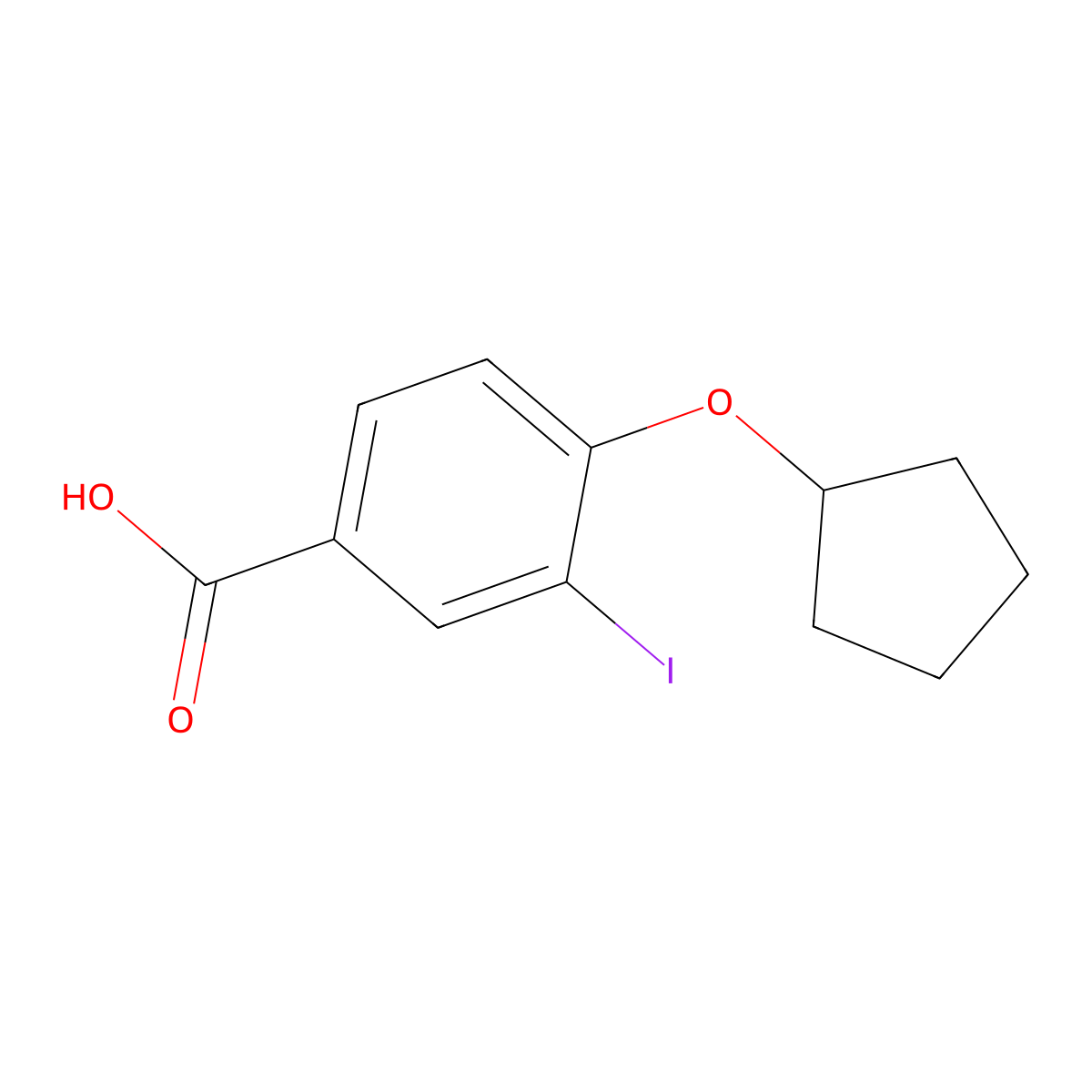 4-(Cyclopentyloxy)-3-iodobenzoic acid molecular structure, CAS 1131614-30-6
