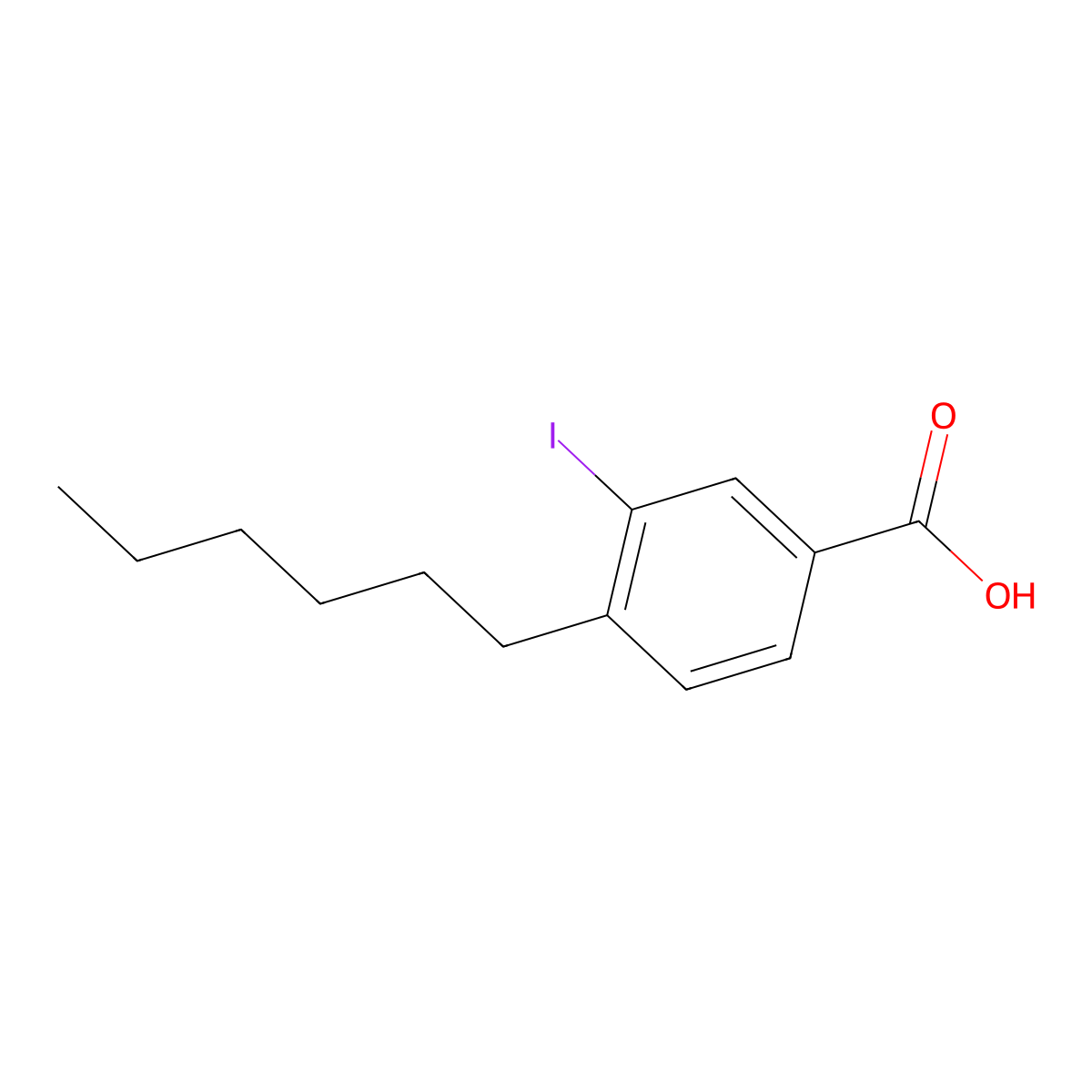 4-Hexyl-3-iodobenzoic acid molecular structure, CAS 1131614-31-7
