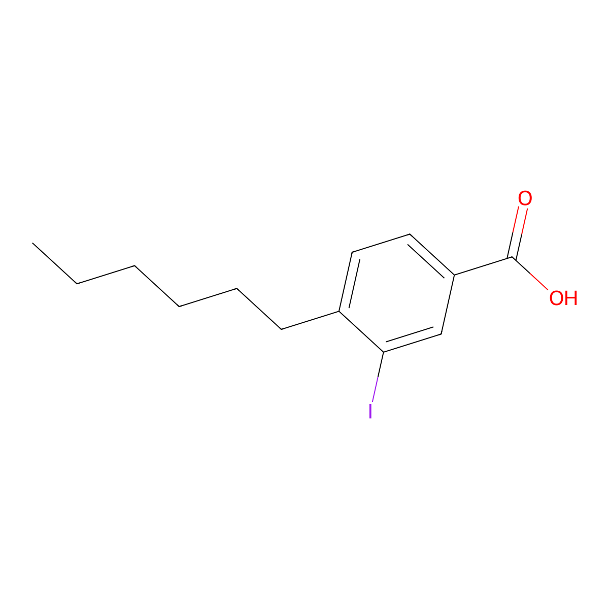4-Hexyl-3-iodobenzoic acid molecular structure, CAS 1131614-31-7