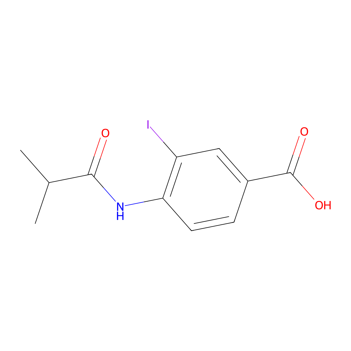 3-Iodo-4-isobutyramidobenzoic acid molecular structure, CAS 1131614-34-0