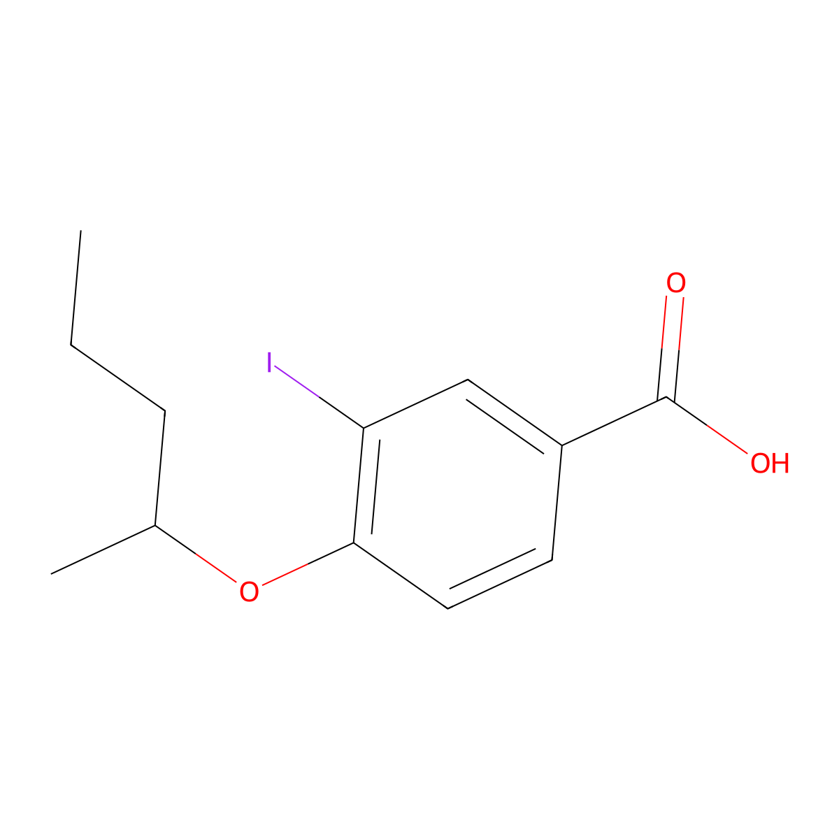 3-Iodo-4-(pentan-2-yloxy)benzoic acid molecular structure, CAS 1131614-44-2