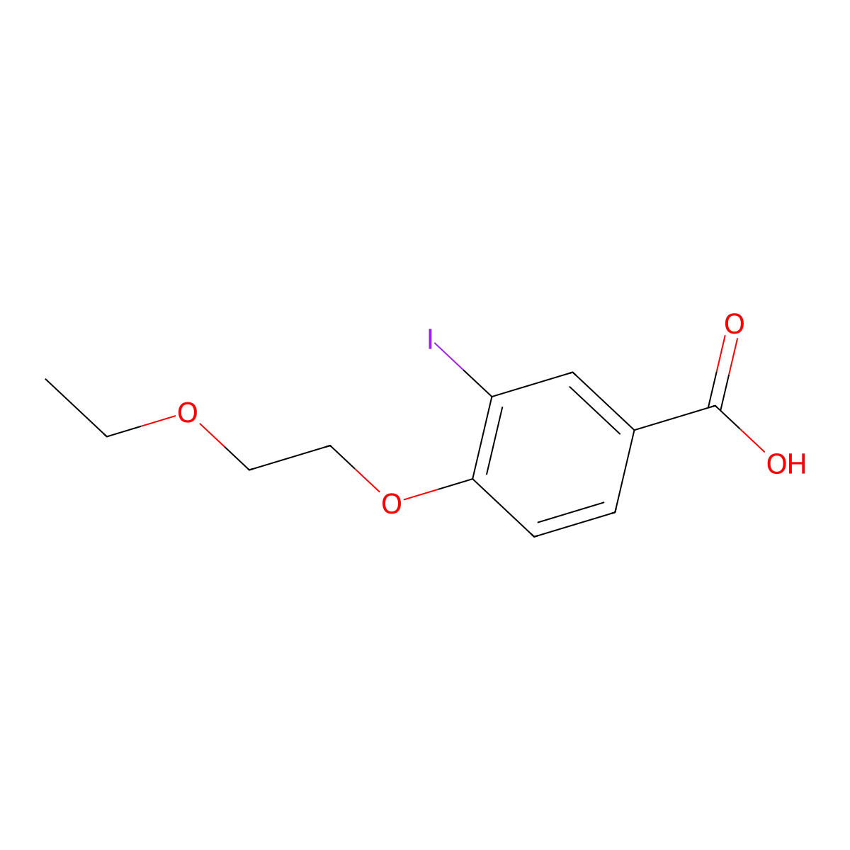 4-(2-Ethoxyethoxy)-3-iodobenzoic acid molecular structure, CAS 1131614-52-2