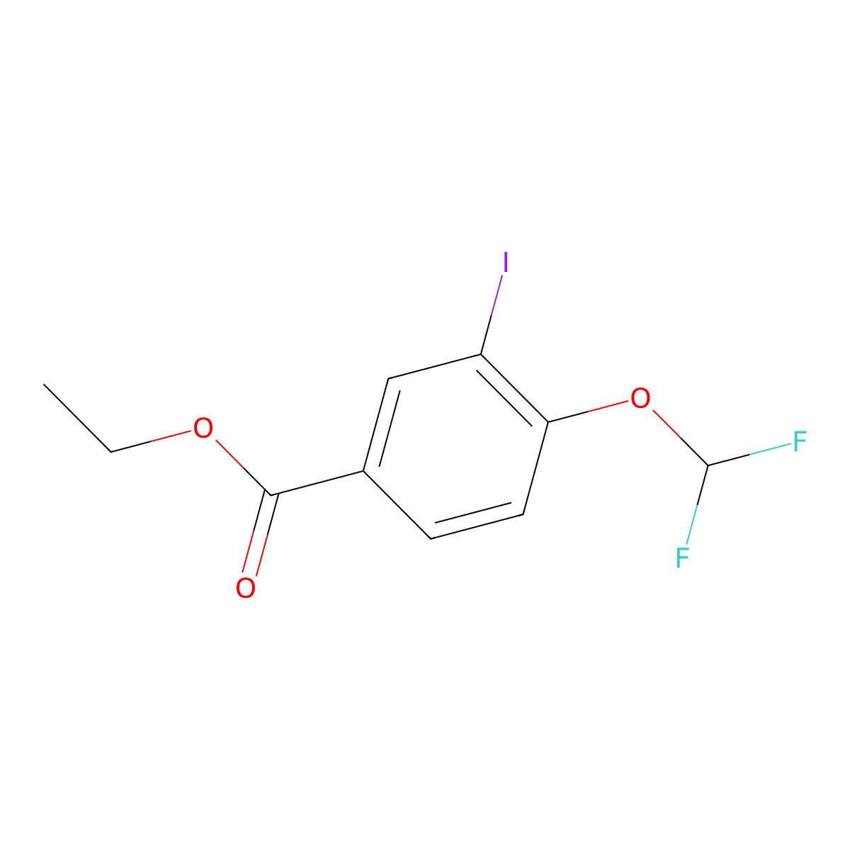 Ethyl 4-(difluoromethoxy)-3-iodobenzoate molecular structure, CAS 1131614-53-3