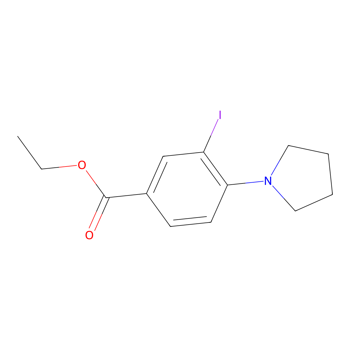 Ethyl 3-iodo-4-(pyrrolidin-1-yl)benzoate molecular structure, CAS 1131614-57-7