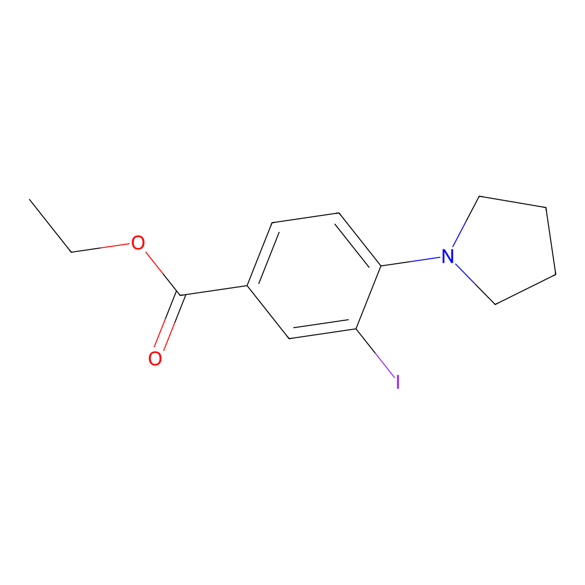 Ethyl 3-iodo-4-(pyrrolidin-1-yl)benzoate molecular structure, CAS 1131614-57-7