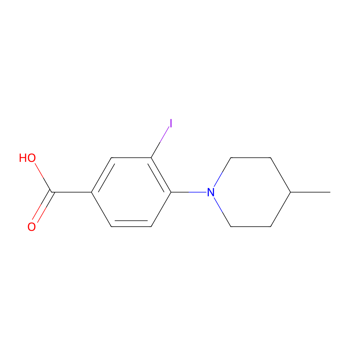 3-Iodo-4-(4-methylpiperidin-1-yl)benzoic acid molecular structure, CAS 1131614-58-8