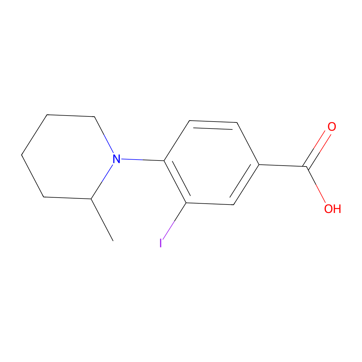 3-Iodo-4-(2-methylpiperidin-1-yl)benzoic acid molecular structure, CAS 1131614-59-9