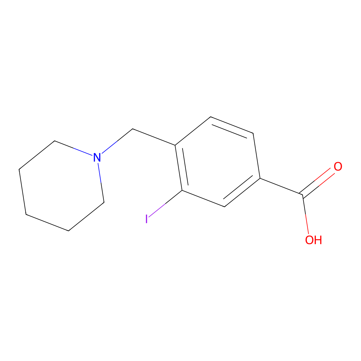 3-Iodo-4-(piperidin-1-ylmethyl)benzoic acid molecular structure, CAS 1131614-61-3