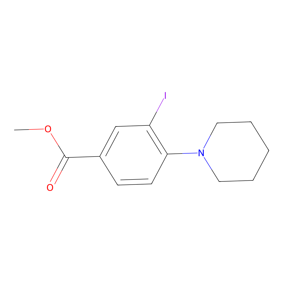 Methyl 3-iodo-4-(piperidin-1-yl)benzoate molecular structure, CAS 1131614-63-5