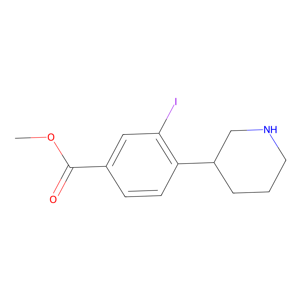 Methyl 3-iodo-4-(piperidin-3-yl)benzoate molecular structure, CAS 1131614-64-6