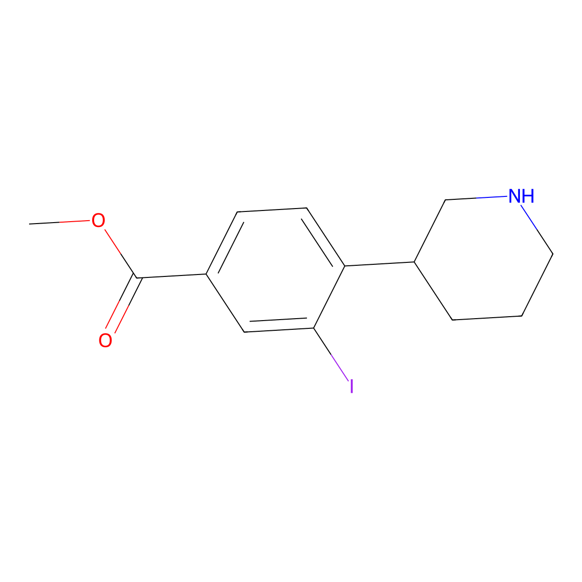 Methyl 3-iodo-4-(piperidin-3-yl)benzoate molecular structure, CAS 1131614-64-6