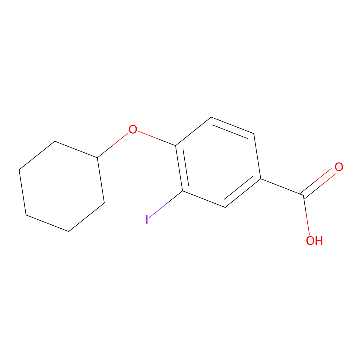 4-(Cyclohexyloxy)-3-iodobenzoic acid molecular structure, CAS 1131614-67-9